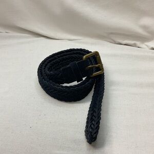 Bananna Republic Men's Leather Braided Belt, Navy, Bronze Buckle, 44 inches